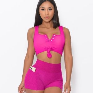 Bombshell Sportswear contour shorts curves pink small NWT